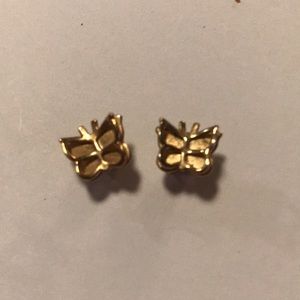 Butterfly Earrings - Gold tone - costume jewelry - vintage